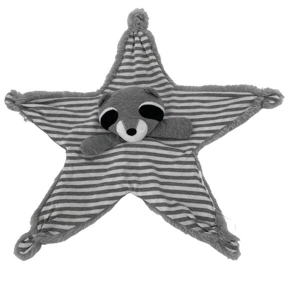 Cloud Island Raccoon Plush Lovey Gray White Stripe Star Shape 18 Inch NO TAG - Picture 1 of 7